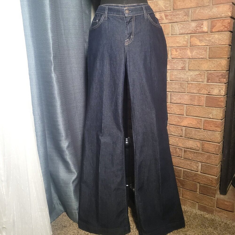 David Kahn Women's Dress Wide Leg Flare Jeans Dark Wash - Size - Picture 4 of 14